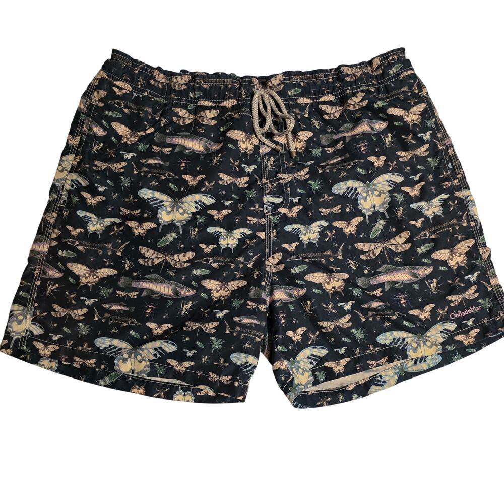 OndadeMar‎ Men’s Butterfly, Fish & Insect Print Luxury Swim Trunks Large